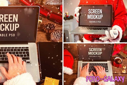 Santa Claus Laptop Mockup Set
