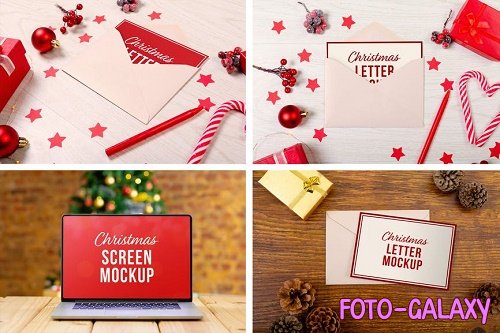 Christmas Laptop & Letter Mockup Set - NQALWUR