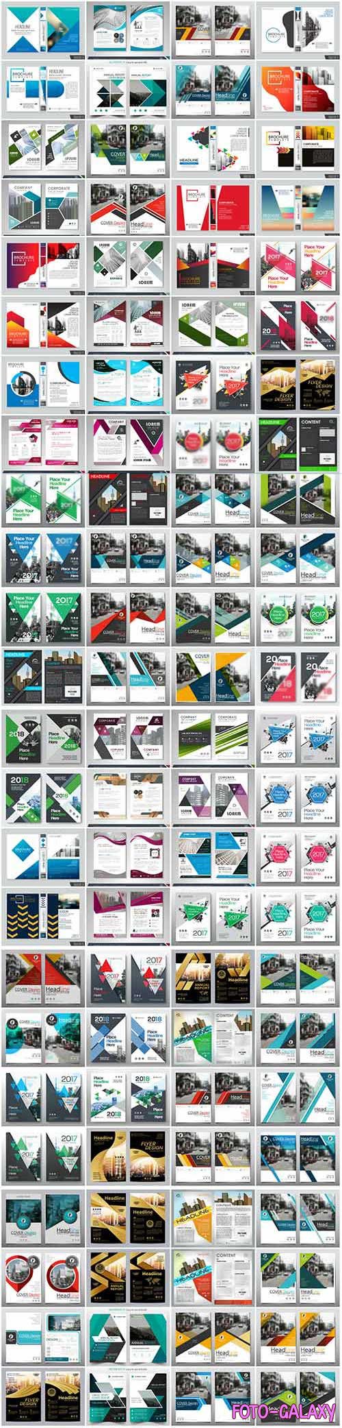 100 Bundle business brochures and flyers in vector vol 3