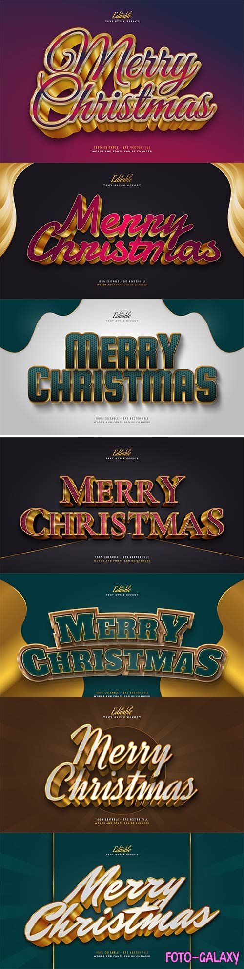 Merry christmas and happy new year 2022 editable vector text effects vol 25