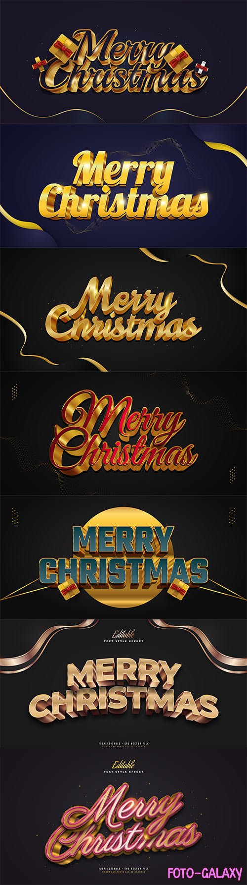Merry christmas and happy new year 2022 editable vector text effects vol 19