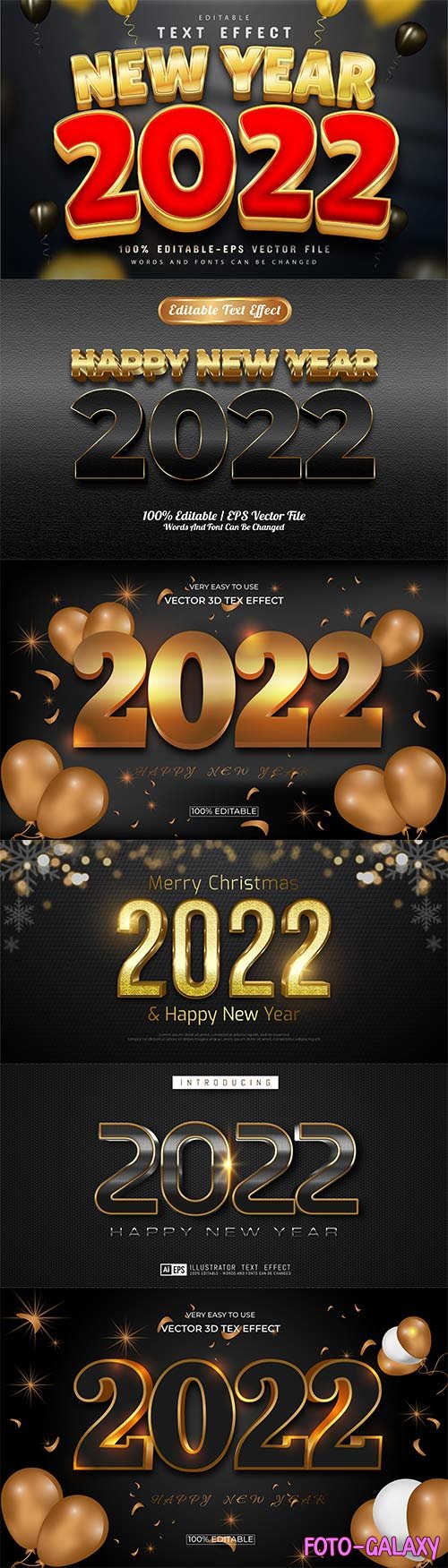 Merry christmas and happy new year 2022 editable vector text effects vol 4