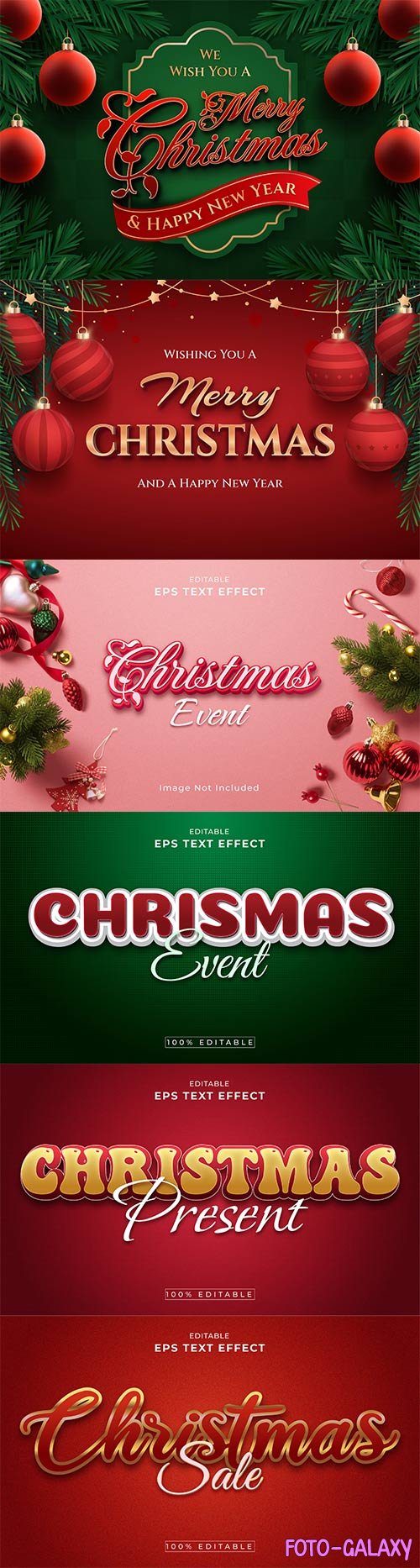 Merry christmas and happy new year 2022 editable vector text effects vol 1