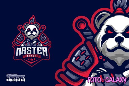 Samurai Panda Esport Logo Template