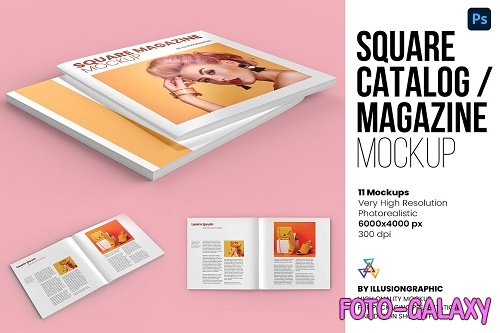 Square Catalog / Magazine Mockup - 6646720