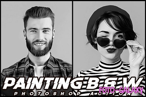 Vector Painting Black and White Photoshop Action