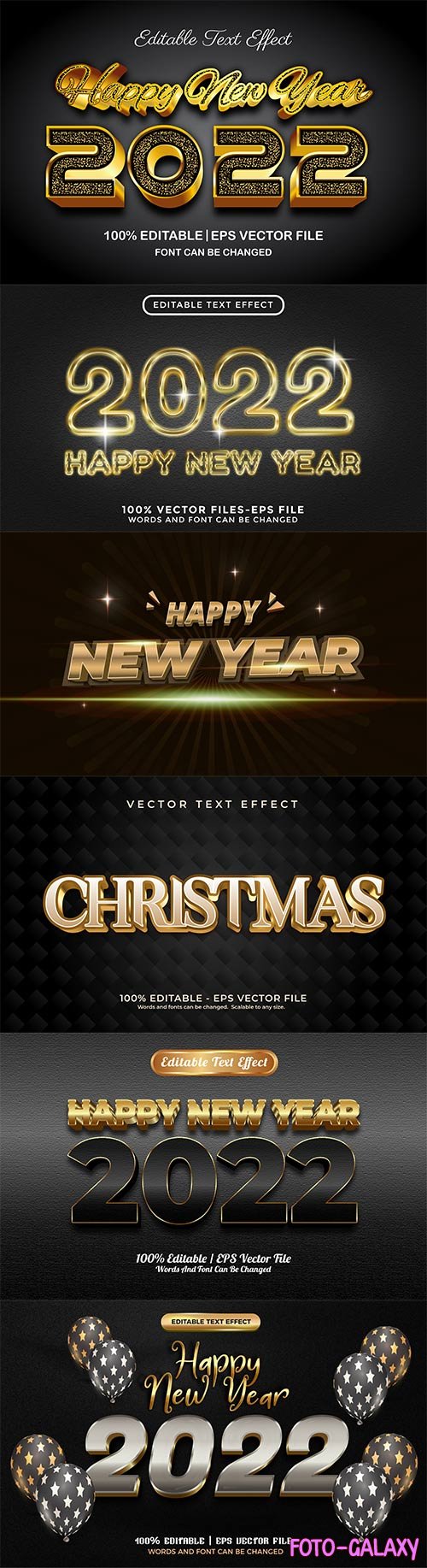 2022 New year and christmas editable text effect vector vol 29