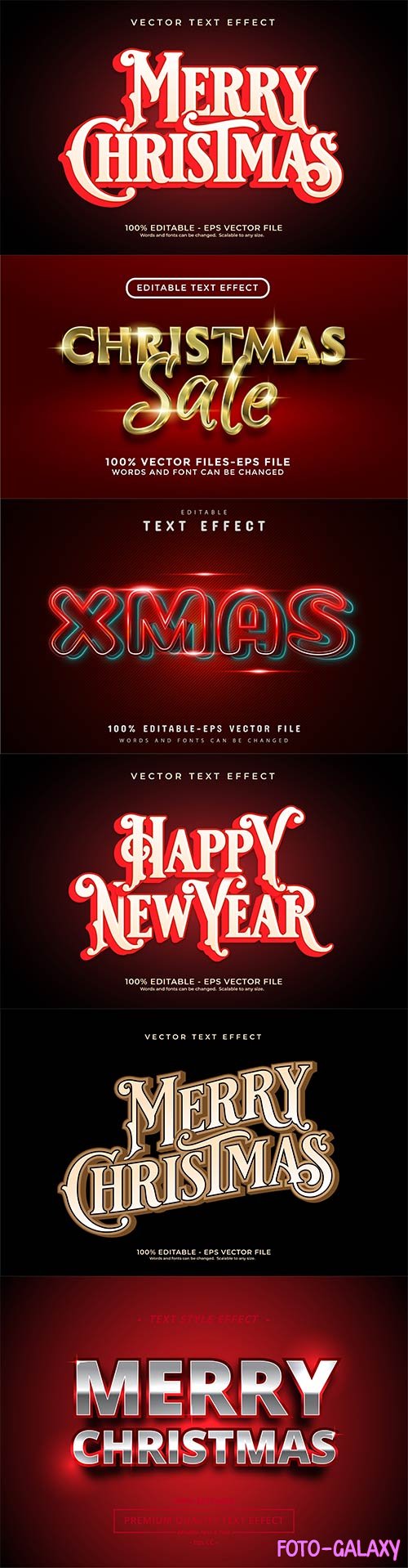 2022 New year and christmas editable text effect vector vol 23