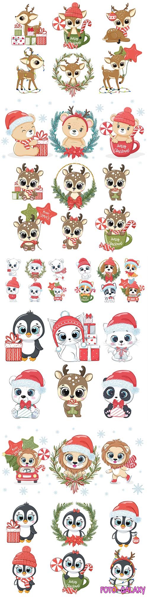 Cute vector animals for the new year and christmas
