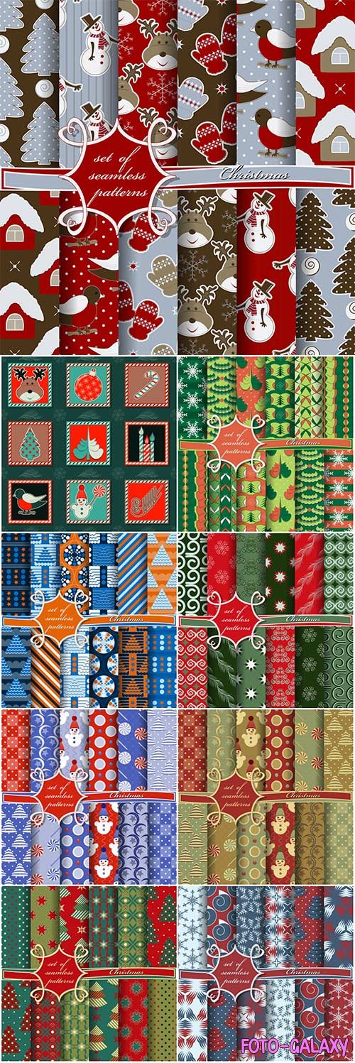 New Year and Christmas textures for packaging in vector