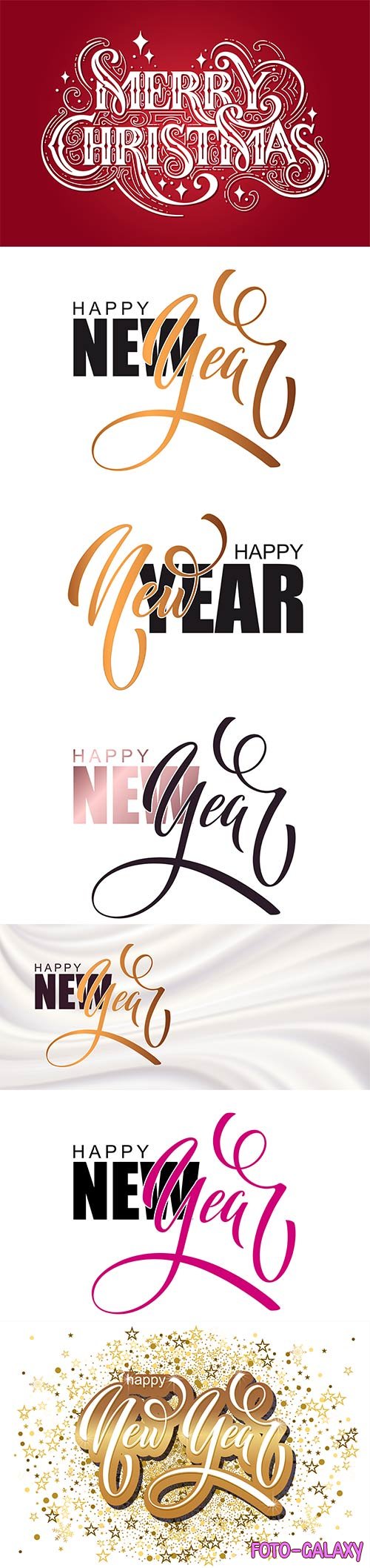 Happy new year hand lettering calligraphy vector illustration