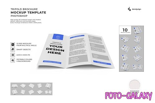Trifold Brochure Paper Mockup Template Bundle - 1705789