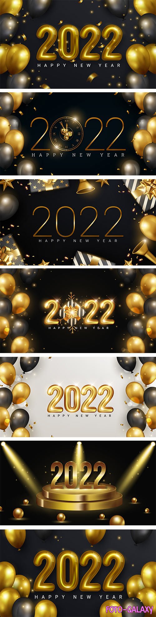 2022 number made by sparkle lights with golden balloons and stars for happy new year concept