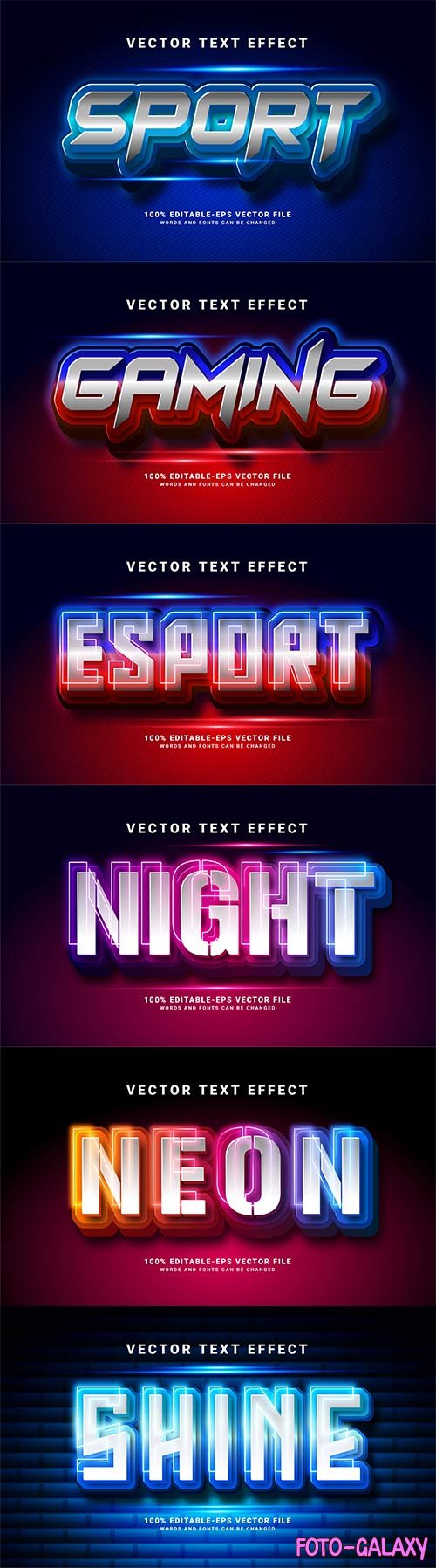 Set 3d editable text style effect vector vol 219