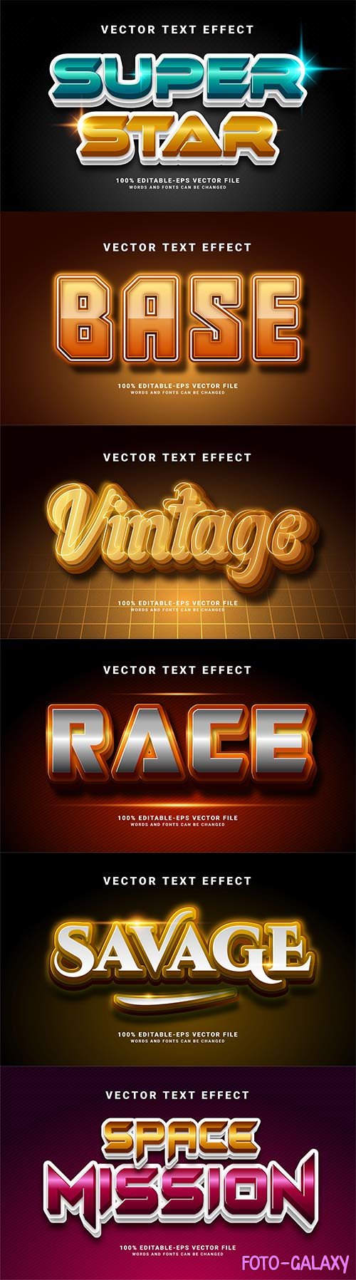 Set 3d editable text style effect vector vol 218