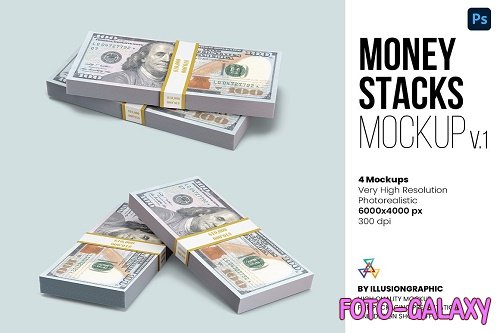 Money Stacks Mockups v.1 - 4 views - 6694898