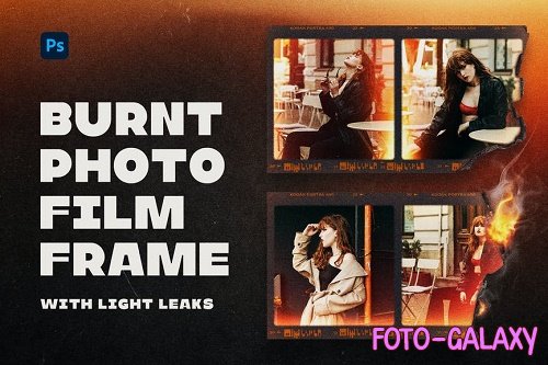 Burnt Photo Film Frame with Light Leaks
