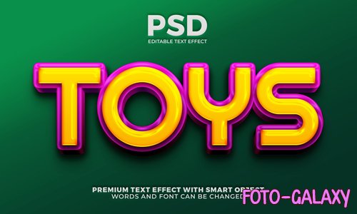 Toys kids 3d editable text effect premium psd