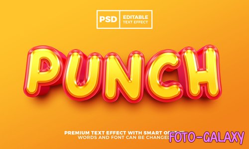 Fresh orange punch 3d editable text effect premium psd