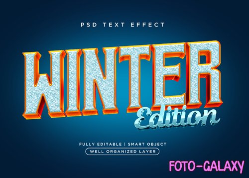 3d style winter text effect psd