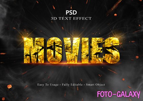 3d movies text style effect psd