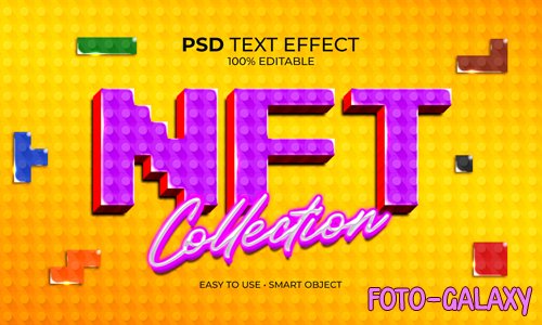 Nft block collection text effect psd