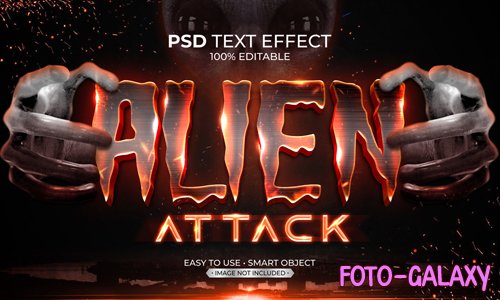 Alien attack text effect psd