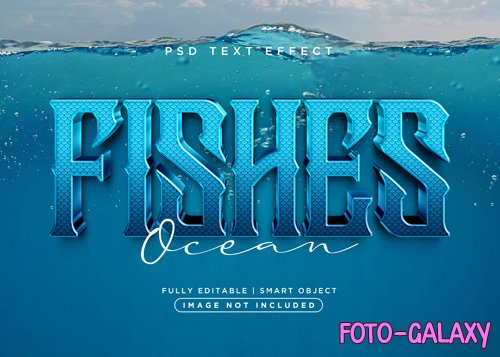 3d style fishes text effect psd