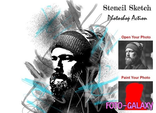 Stencil Sketch Photoshop Action - 6697338