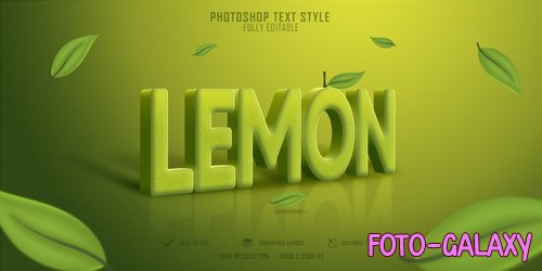 Lemon fruit 3d text style effect template premium psd