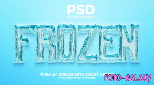 Frozen ice 3d editable text effect premium psd