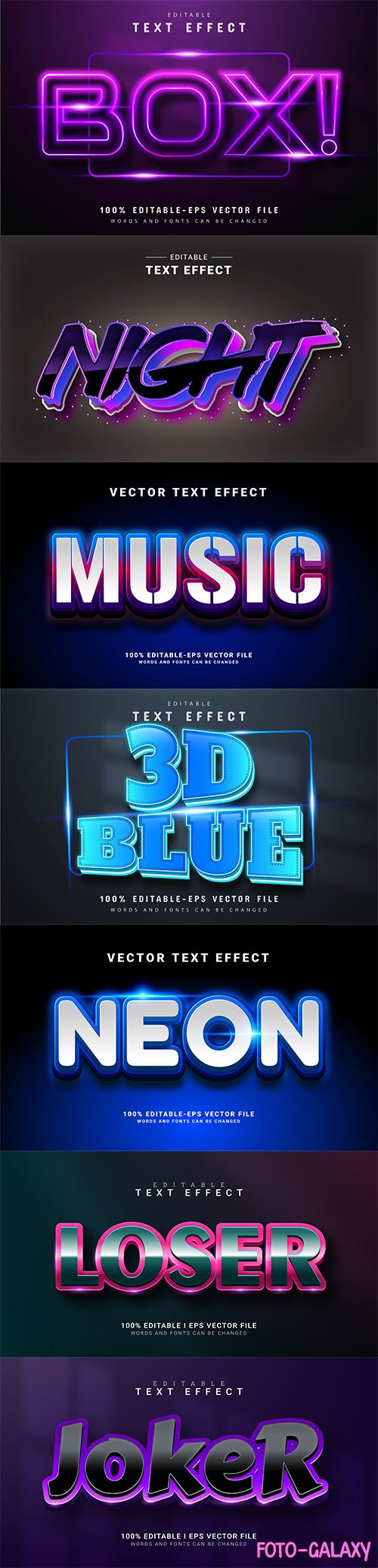 Set 3d editable text style effect vector vol 239