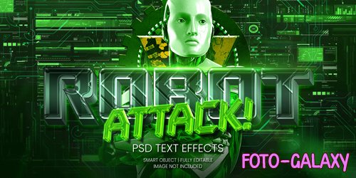 Robot attack text effect psd