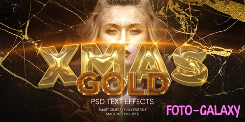 Xmas gold text effect psd