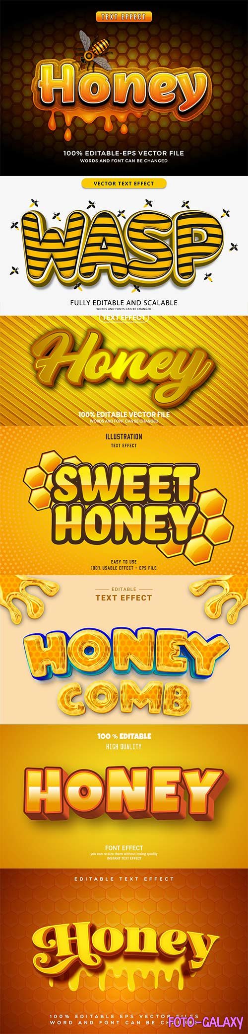 Honey 3d editable text style effect vector vol 260