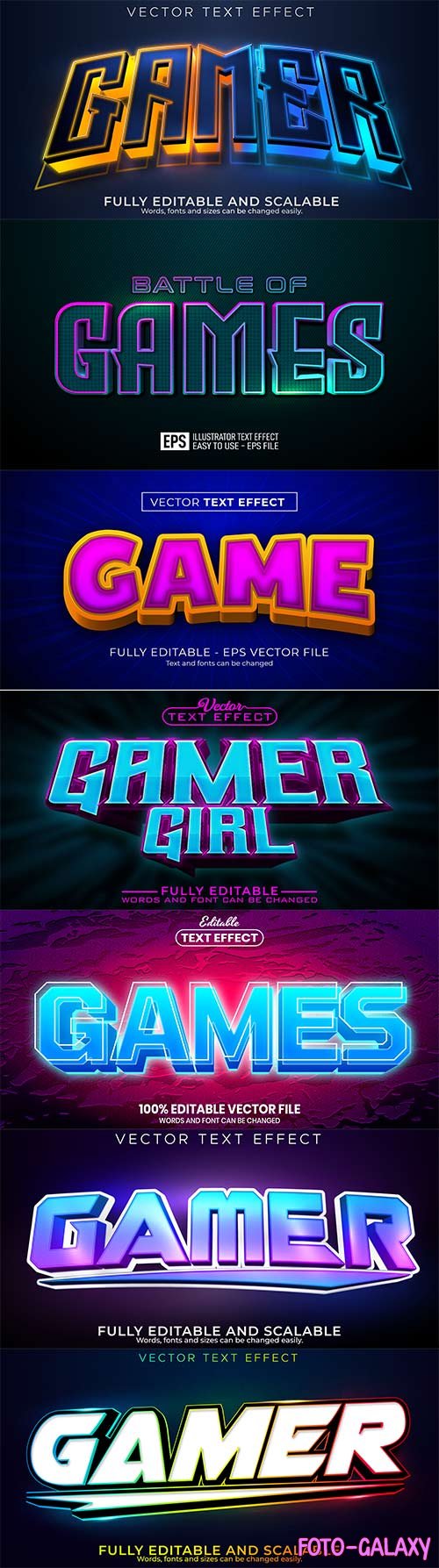 Game 3d editable text style effect vector vol 257