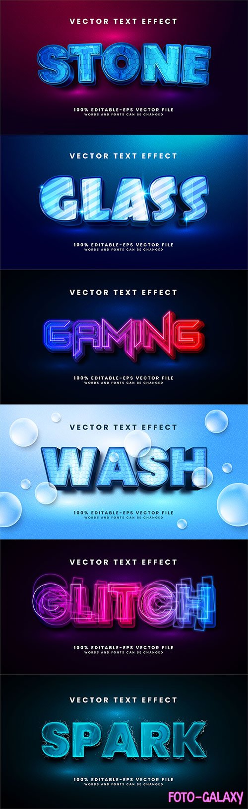 Set 3d editable text style effect vector vol 300
