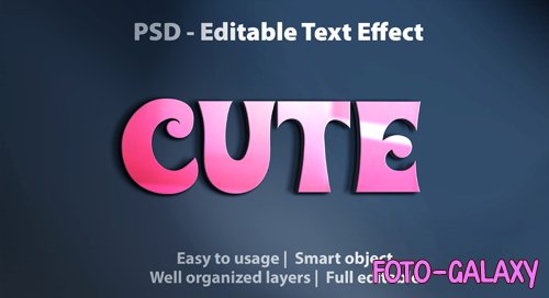 Editable text effect cute pink psd