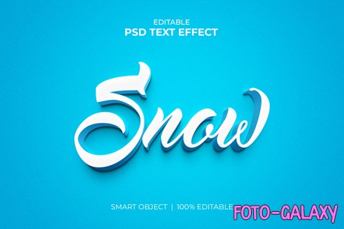 Snow editable 3d text effect mockup premium psd