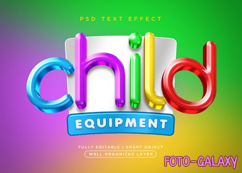 3d style child text effect psd