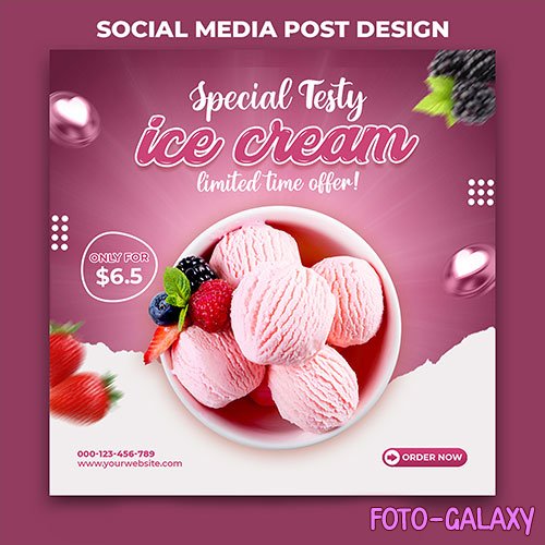Special testy delicious ice cream social media banner post design template psd