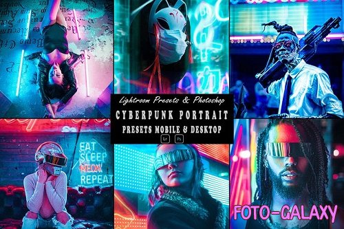 CyberPunk Portrait Photoshop Action & Lightrom