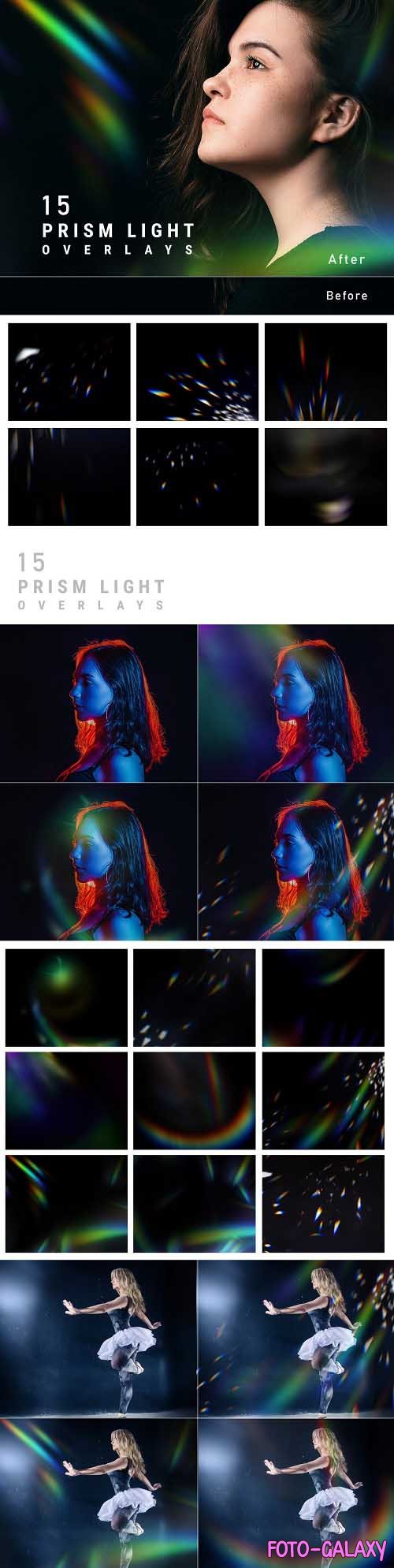 15 Prism Light Overlays, Glow light overlays, colorful Light background