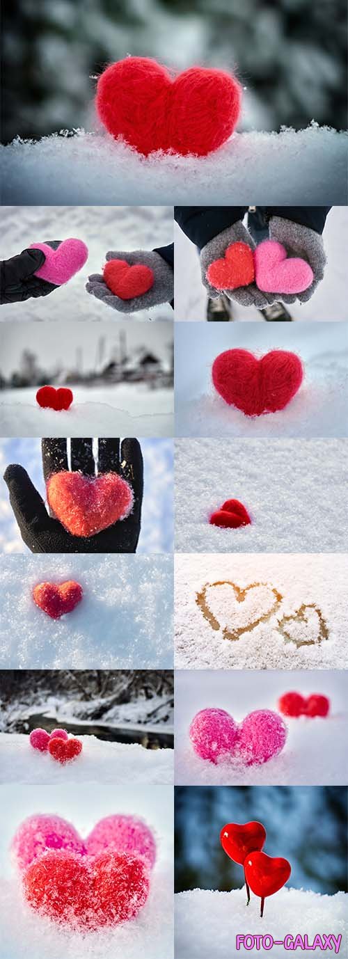 Сердце на снегу - Растровый клипарт