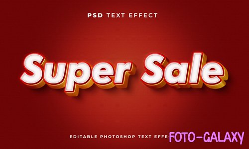 3d sale text effect template with red gold and white colors