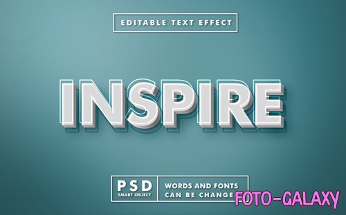 Inspire 3d text effect template premium psd