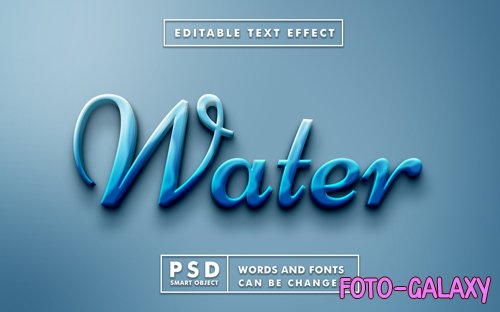Water 3d text effect premium psd with smart object