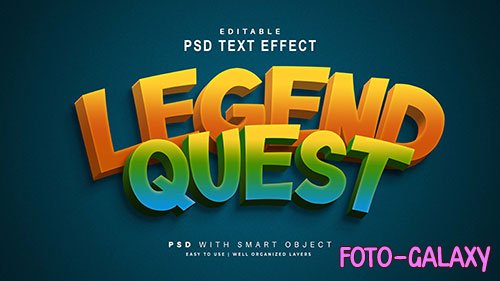 Legend quest 3d text effect psd