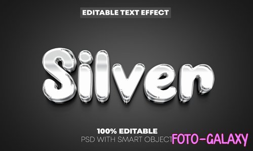 Silver text effect psd