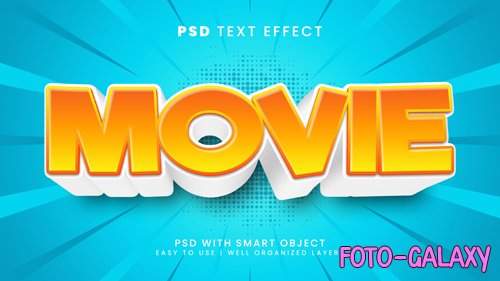 Movie cartoon editable text effect with 3d kids and child font style psd